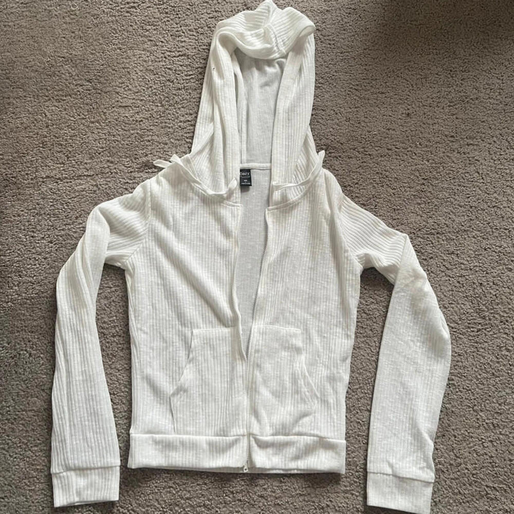 sheer white zip up hoodie